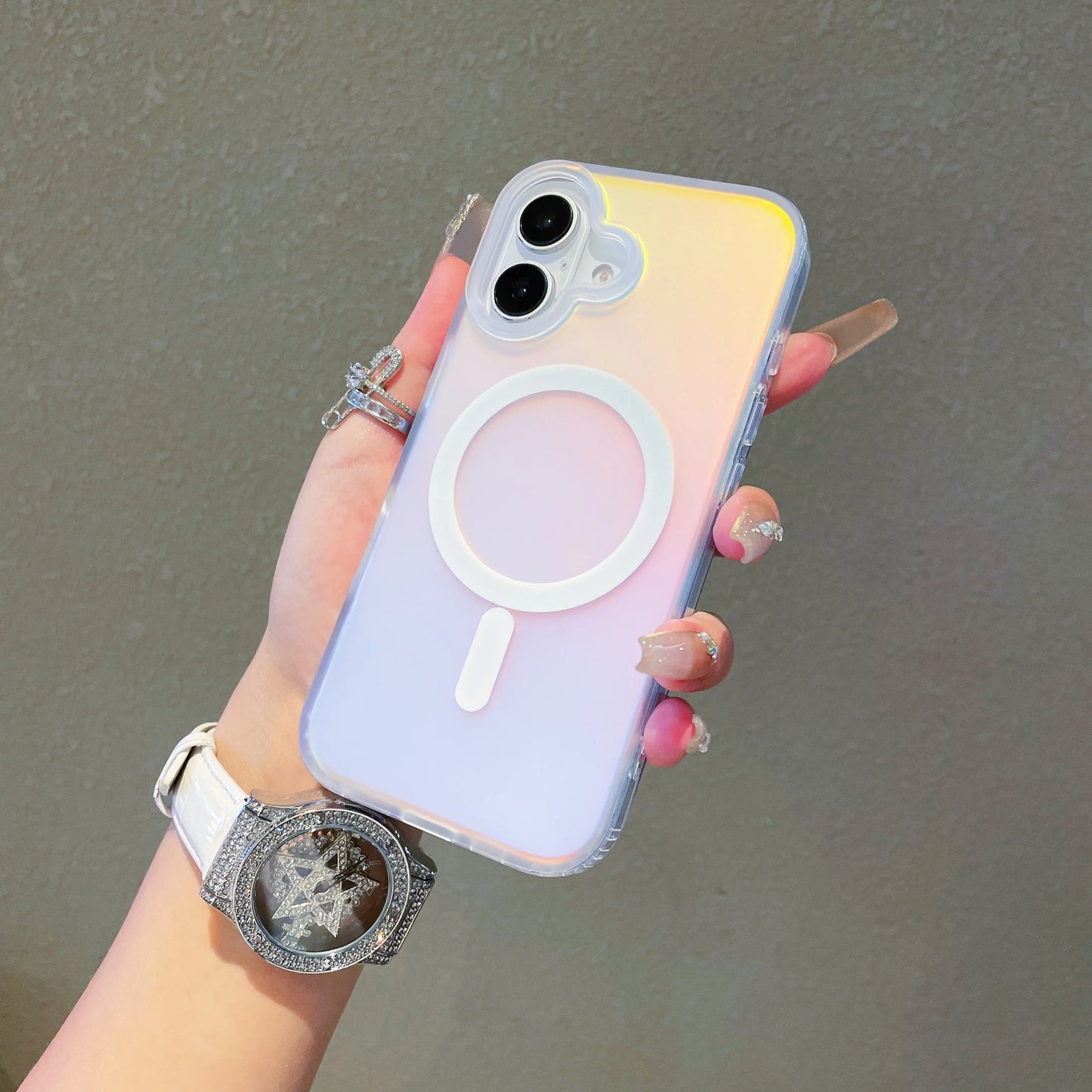 NEW Sun Set Sky For Iphone 17 Pro Max Laser Color-Changing Matte Phone Case 17Pro Magnetic Cover 17Air Gradient Colors cases