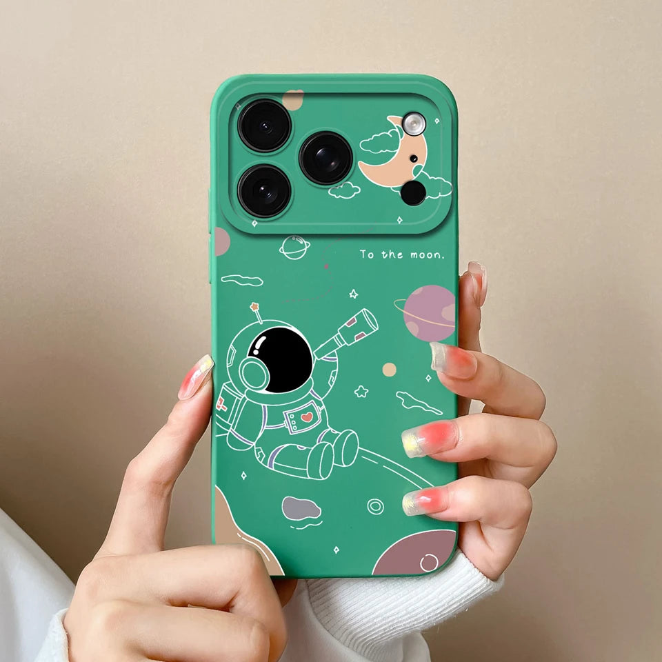 Case For iPhone 17 Air 17 Pro 17 Pro Max Moon Cat Astronaut Antifouling Phone Bumper For iPhone 17 Air 17 Pro 17 Pro Max Capa