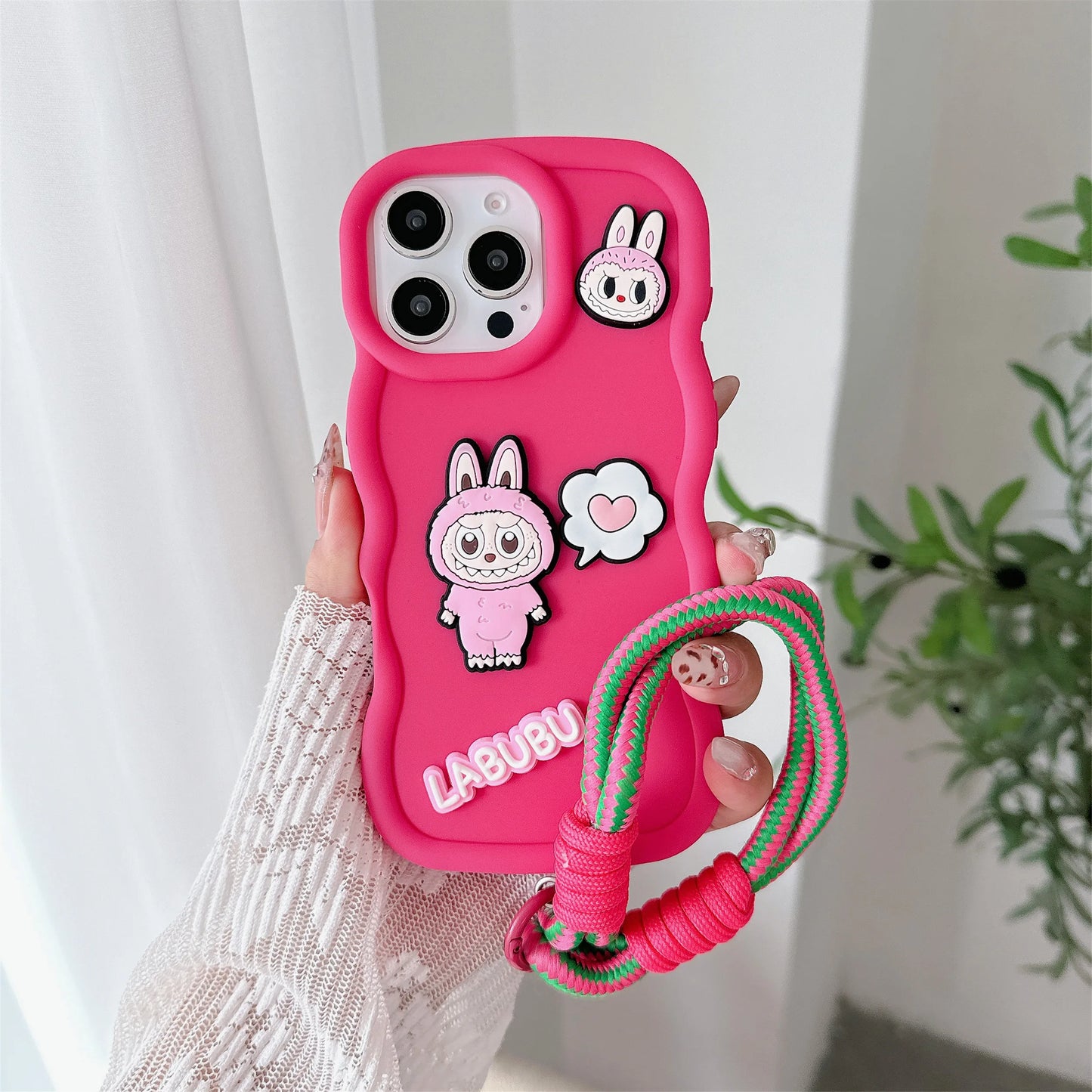 Cartoon Wrist Strap Phone Case for IPhone 17 Air 16 15 14 13 12 11 Pro Max XS X XR 7 8 Plus Silicone Soft Protective Cover