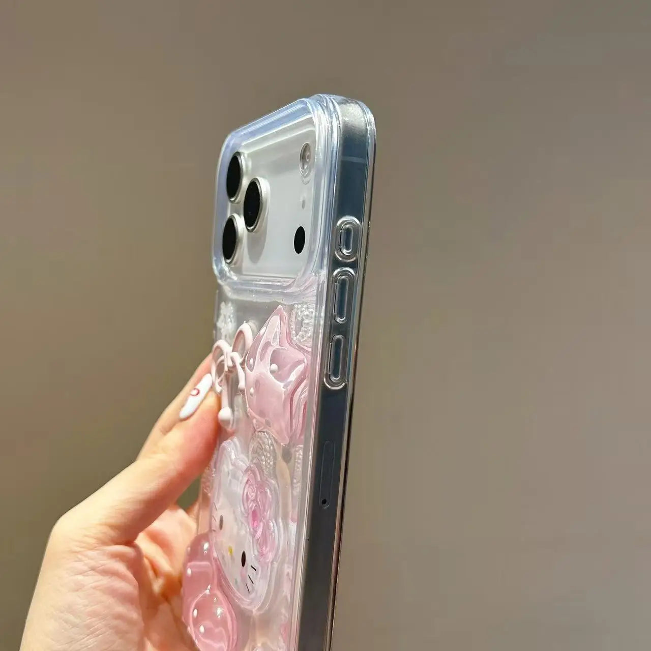 3D Hello Kitty Bow Phone Case For iPhone 17 Air 16 15 Promax 14 Plus 13 12 Pro Max 11 Soft Cartoon Transparent Cover 17pro