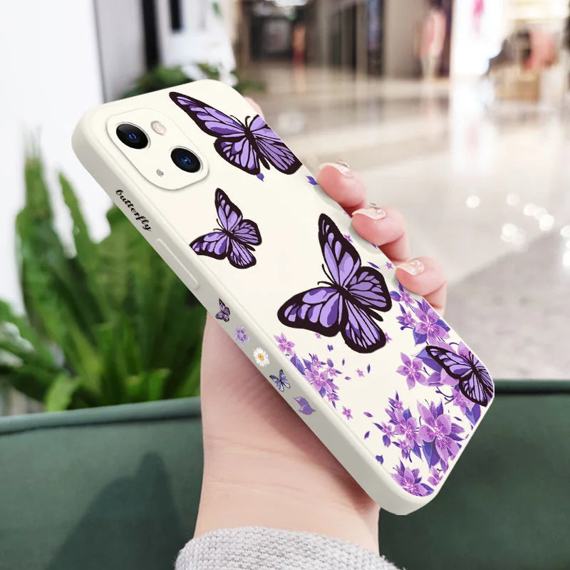 Purple Butterflies Phone Case For iPhone 17 17 Air 16 15 14 13 12 11 Pro Max Mini X XR XS MAX Cover