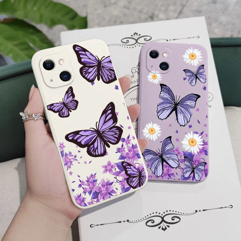 Purple Butterflies Phone Case For iPhone 17 17 Air 16 15 14 13 12 11 Pro Max Mini X XR XS MAX Cover