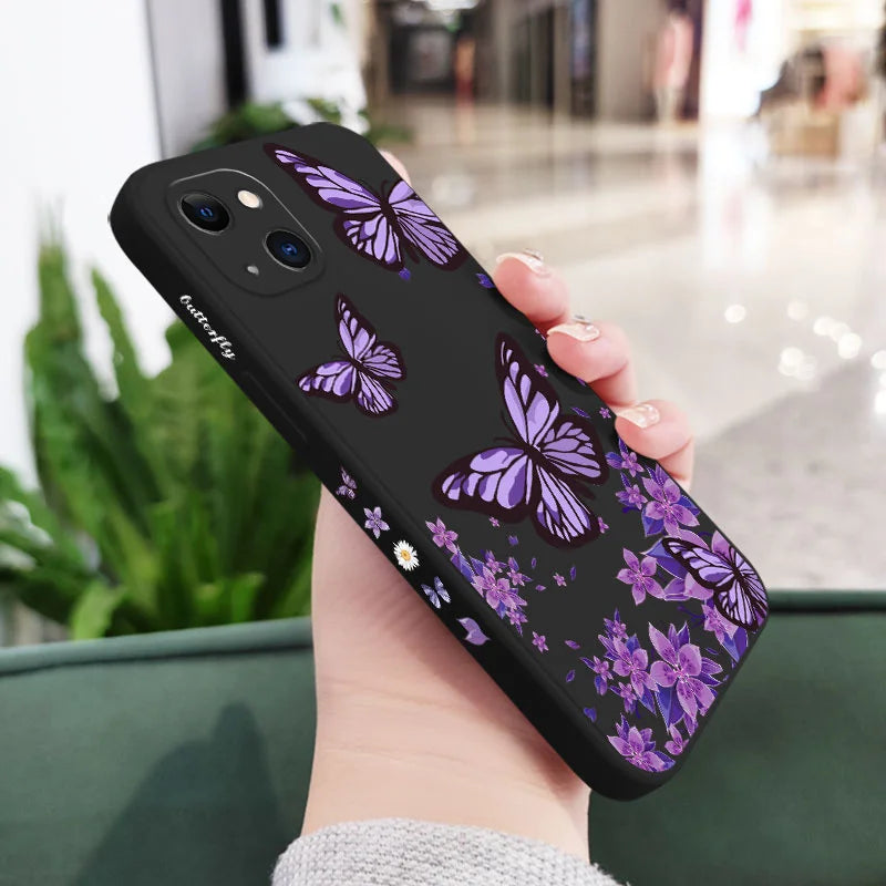Purple Butterflies Phone Case For iPhone 17 17 Air 16 15 14 13 12 11 Pro Max Mini X XR XS MAX Cover