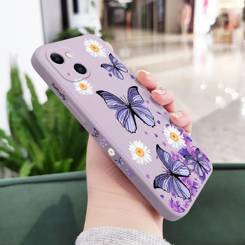 Purple Butterflies Phone Case For iPhone 17 17 Air 16 15 14 13 12 11 Pro Max Mini X XR XS MAX Cover