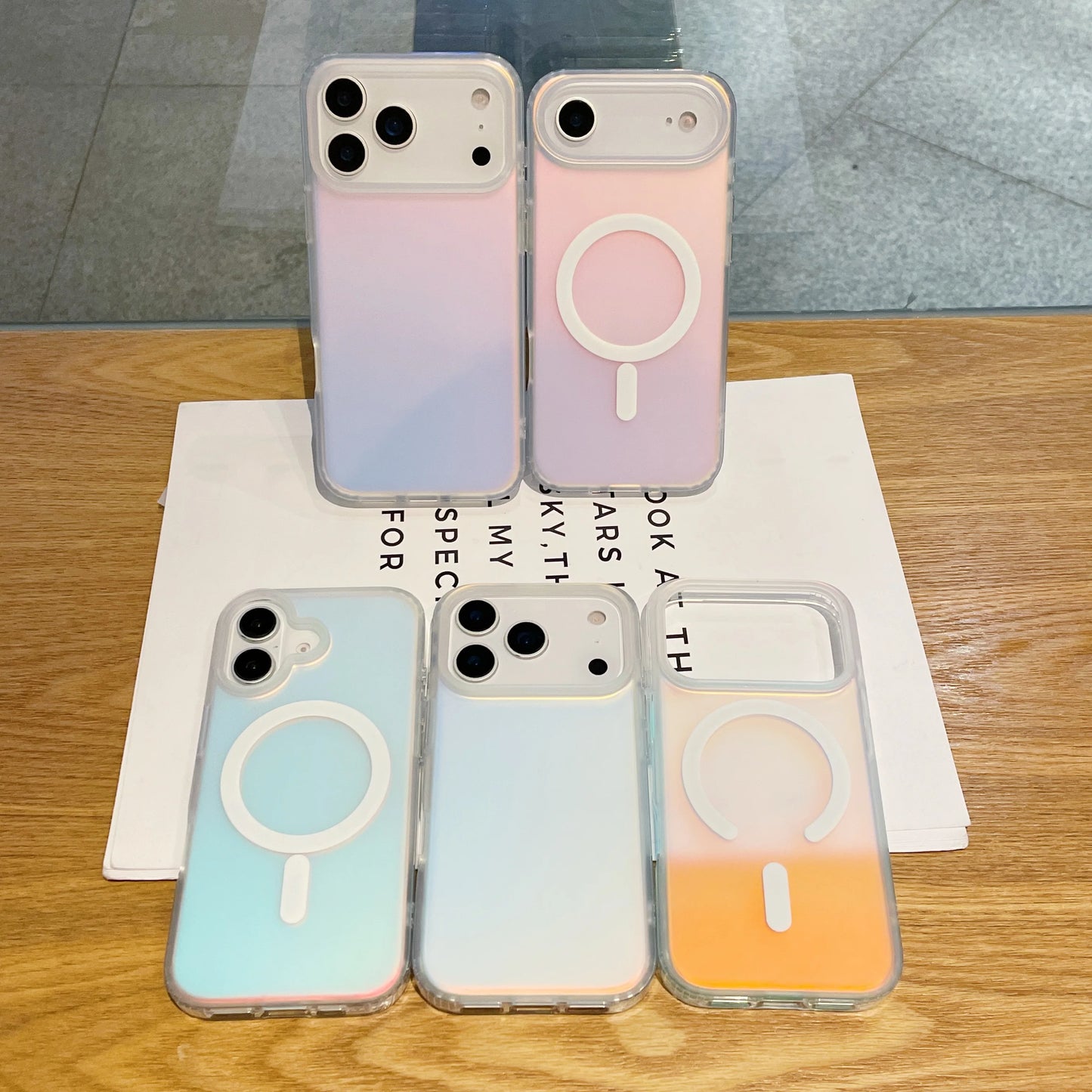 NEW Sun Set Sky For Iphone 17 Pro Max Laser Color-Changing Matte Phone Case 17Pro Magnetic Cover 17Air Gradient Colors cases