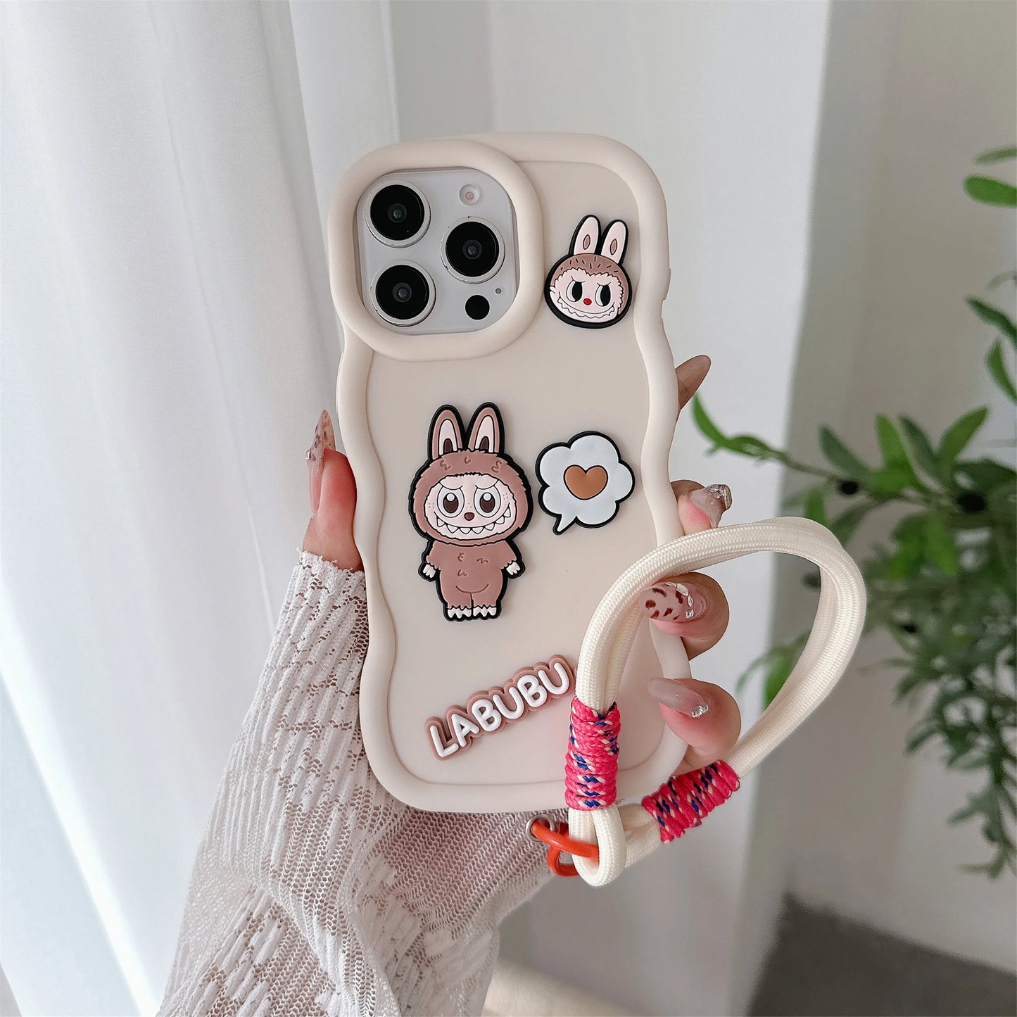 Cartoon Wrist Strap Phone Case for IPhone 17 Air 16 15 14 13 12 11 Pro Max XS X XR 7 8 Plus Silicone Soft Protective Cover