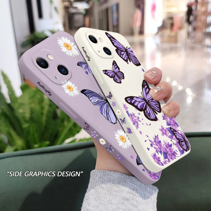 Purple Butterflies Phone Case For iPhone 17 17 Air 16 15 14 13 12 11 Pro Max Mini X XR XS MAX Cover