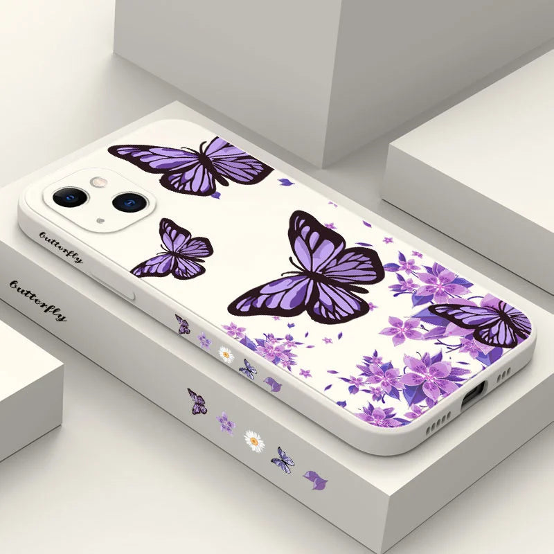 Purple Butterflies Phone Case For iPhone 17 17 Air 16 15 14 13 12 11 Pro Max Mini X XR XS MAX Cover