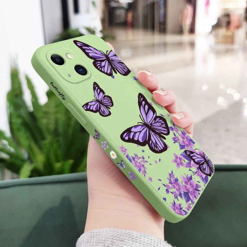 Purple Butterflies Phone Case For iPhone 17 17 Air 16 15 14 13 12 11 Pro Max Mini X XR XS MAX Cover