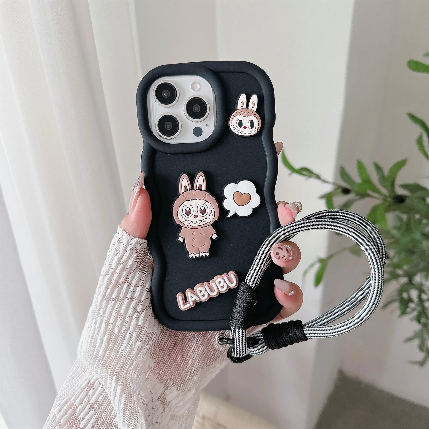 Cartoon Wrist Strap Phone Case for IPhone 17 Air 16 15 14 13 12 11 Pro Max XS X XR 7 8 Plus Silicone Soft Protective Cover