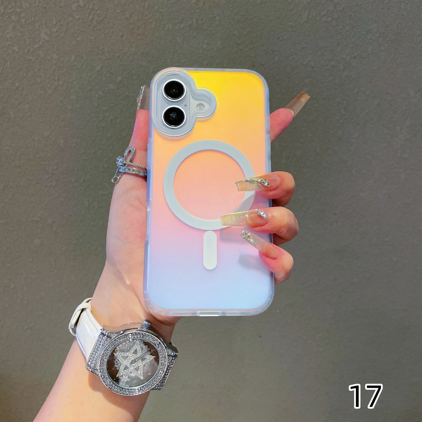 NEW Sun Set Sky For Iphone 17 Pro Max Laser Color-Changing Matte Phone Case 17Pro Magnetic Cover 17Air Gradient Colors cases