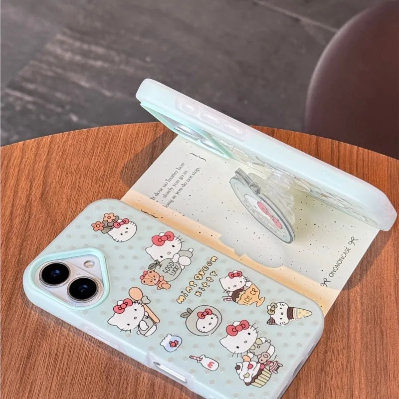 Korean Cute 3D Mobile Phone Cover For iphone 17 pro max 16 Pro 15 14 Pro Max 13 Case Kawaii Hello Kitty Cartoon Shockproof Cases