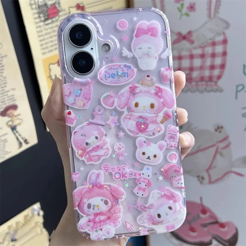 Shining Hellos Kitty Kuromis Melodys Phone Case For iPhone 17 16 16e 15 14 13 12 11 Mini Pro Max X XR XSMax Air Plus Back Cover