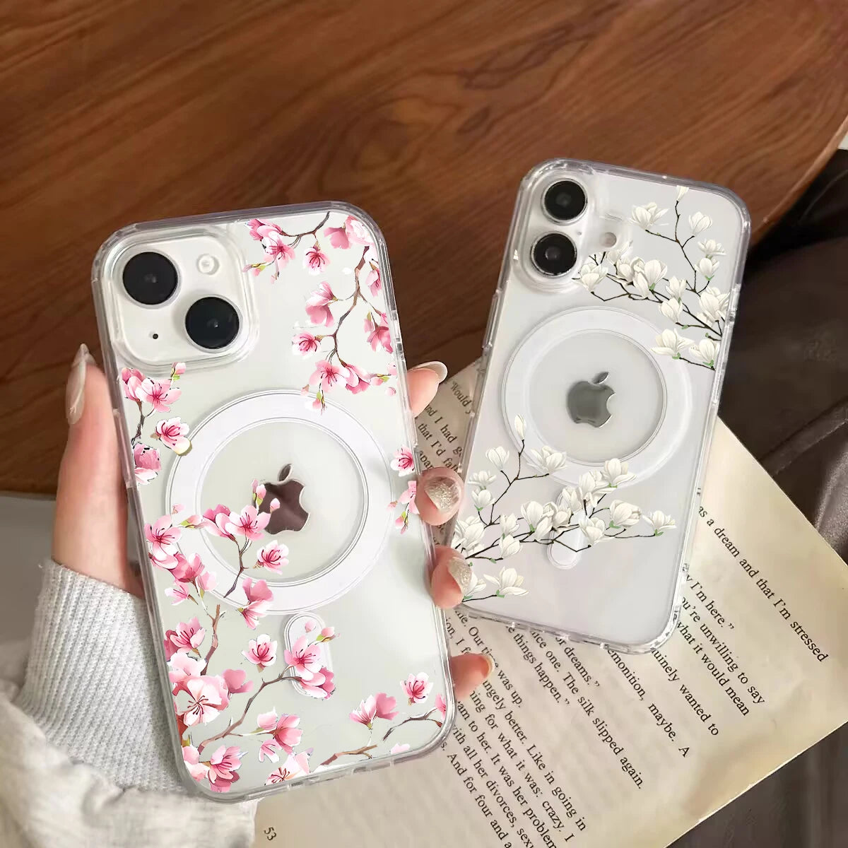 Magsafe Wireless Charge Case For Iphone 17 16 Pro Max 17 Air 15 14 12 13 11 Pro Max 16 12 13 Mini Phone Casing Flower Floral PC
