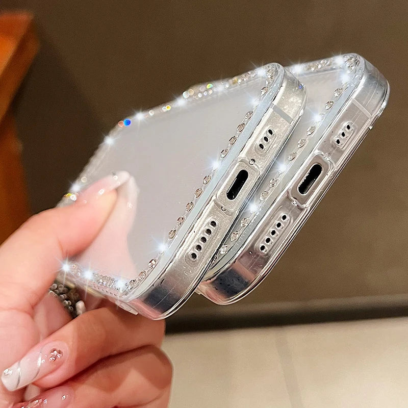 New Year Christmas Phone Case For iPhone 17 Air 16e 16 15 14 Pro Max 13 12 Pro Max 11 16 15 14 Plus Diamond Soft Silicone Cover