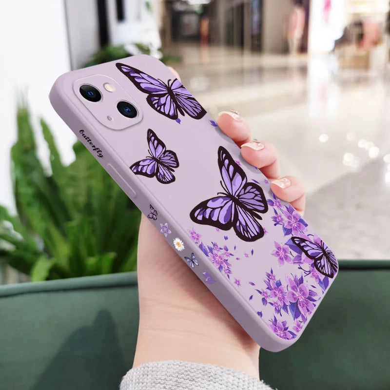 Purple Butterflies Phone Case For iPhone 17 17 Air 16 15 14 13 12 11 Pro Max Mini X XR XS MAX Cover