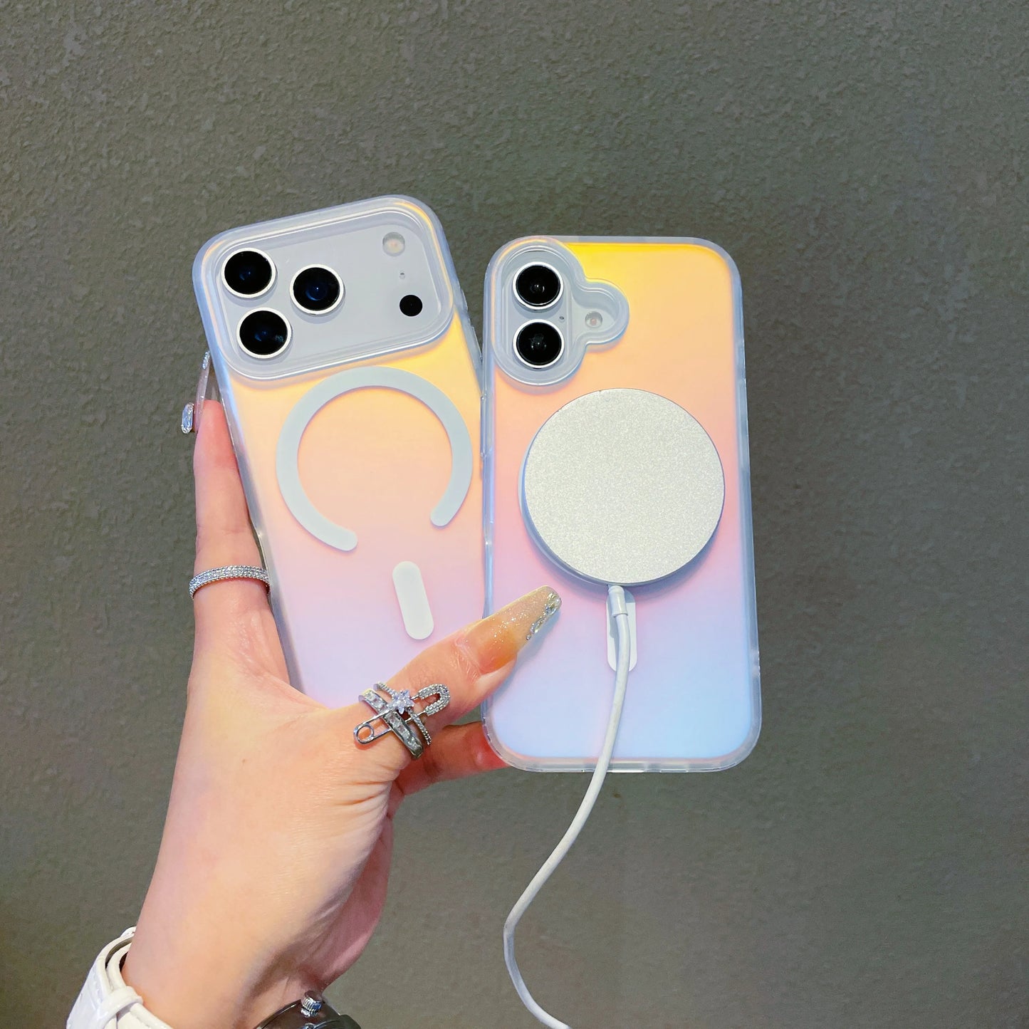 NEW Sun Set Sky For Iphone 17 Pro Max Laser Color-Changing Matte Phone Case 17Pro Magnetic Cover 17Air Gradient Colors cases