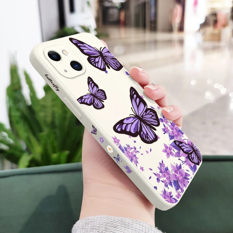 Purple Butterflies Phone Case For iPhone 17 17 Air 16 15 14 13 12 11 Pro Max Mini X XR XS MAX Cover