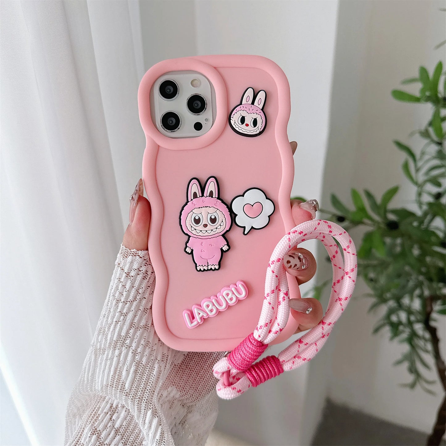 Cartoon Wrist Strap Phone Case for IPhone 17 Air 16 15 14 13 12 11 Pro Max XS X XR 7 8 Plus Silicone Soft Protective Cover