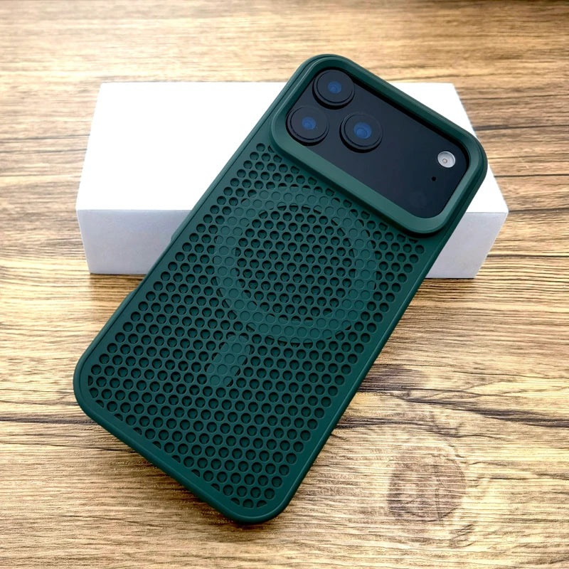 Luxury Dissipate Heat Hard Case For iPhone 17 Air 16 15 14 13 12 Pro Max 17Pro iPhone17 Mag Safe Magsafe Wireless Charge Cover