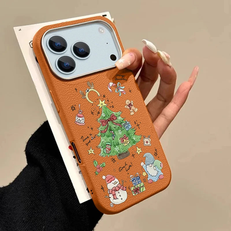 Christmas Trees TPU Case For iPhone Air 17 16e 16 15 14 Pro Max 13 12 17 Pro Max 11 Soft Silicone Leather Texture Phone Cover