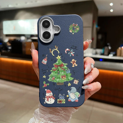 Christmas Trees TPU Case For iPhone Air 17 16e 16 15 14 Pro Max 13 12 17 Pro Max 11 Soft Silicone Leather Texture Phone Cover