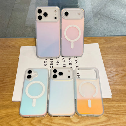 NEW Sun Set Sky For Iphone 17 Pro Max Laser Color-Changing Matte Phone Case 17Pro Magnetic Cover 17Air Gradient Colors cases