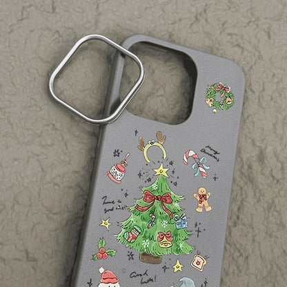 Christmas Trees TPU Case For iPhone Air 17 16e 16 15 14 Pro Max 13 12 17 Pro Max 11 Soft Silicone Leather Texture Phone Cover