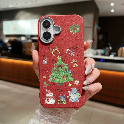 Christmas Trees TPU Case For iPhone Air 17 16e 16 15 14 Pro Max 13 12 17 Pro Max 11 Soft Silicone Leather Texture Phone Cover