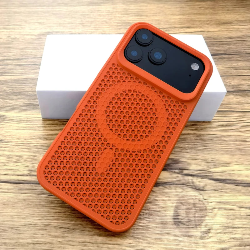 Luxury Dissipate Heat Hard Case For iPhone 17 Air 16 15 14 13 12 Pro Max 17Pro iPhone17 Mag Safe Magsafe Wireless Charge Cover