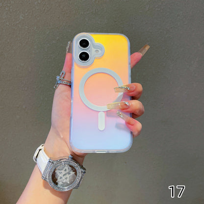 NEW Sun Set Sky For Iphone 17 Pro Max Laser Color-Changing Matte Phone Case 17Pro Magnetic Cover 17Air Gradient Colors cases