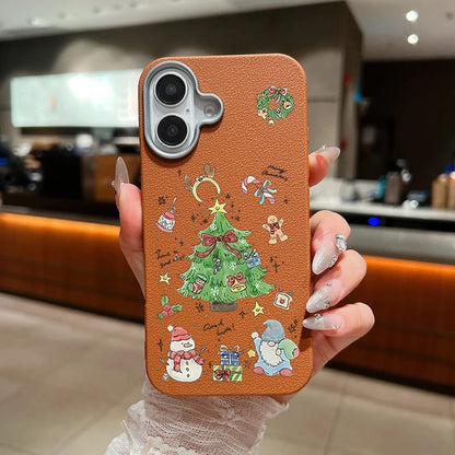 Christmas Trees TPU Case For iPhone Air 17 16e 16 15 14 Pro Max 13 12 17 Pro Max 11 Soft Silicone Leather Texture Phone Cover