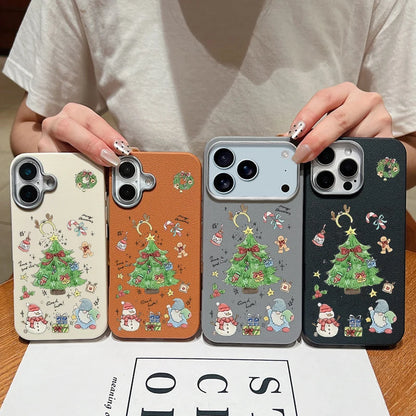 Christmas Trees TPU Case For iPhone Air 17 16e 16 15 14 Pro Max 13 12 17 Pro Max 11 Soft Silicone Leather Texture Phone Cover